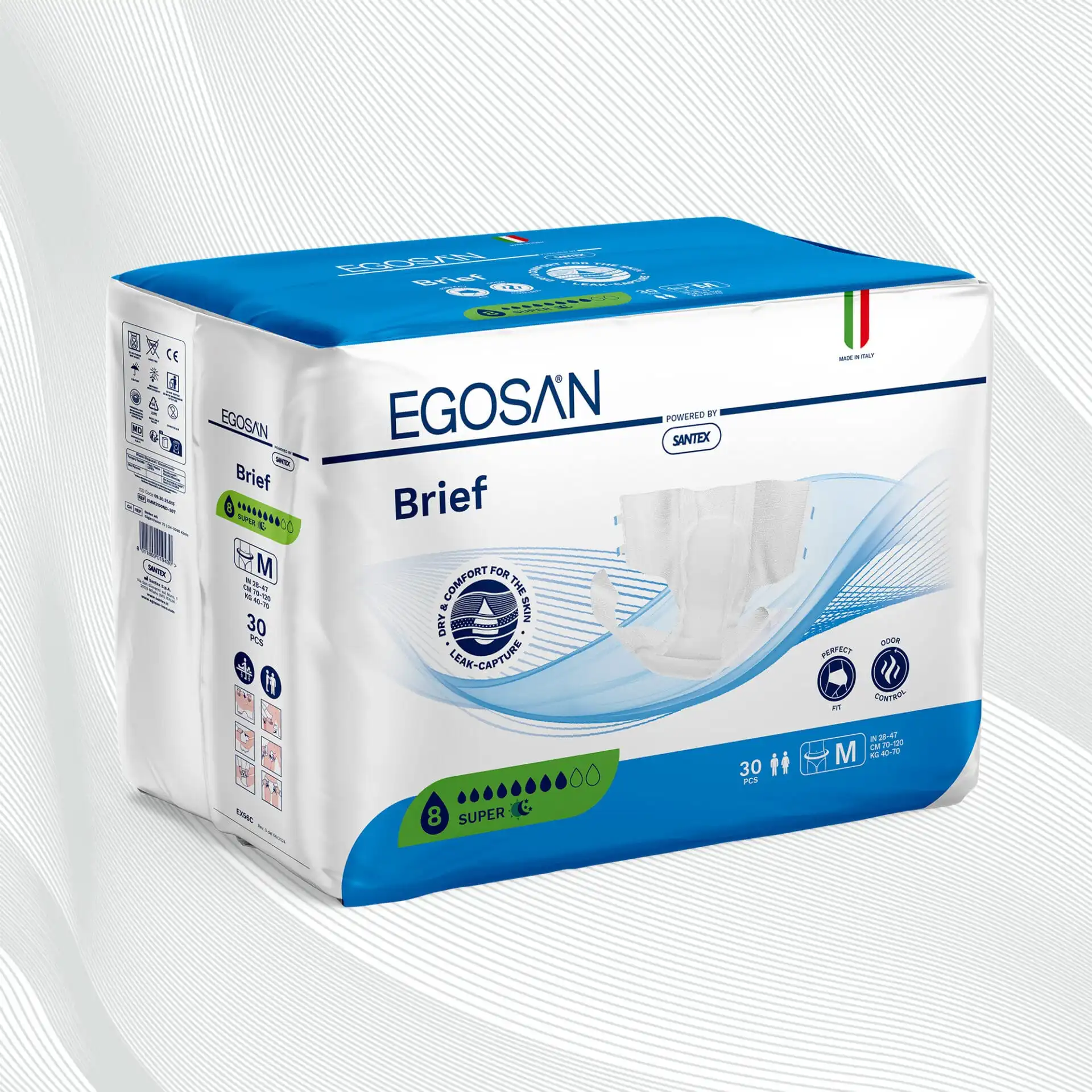 Egosan Pannoloni Mutandina super, incontinenza media, grave, uomo e donna, giorno, notte, taglia M
