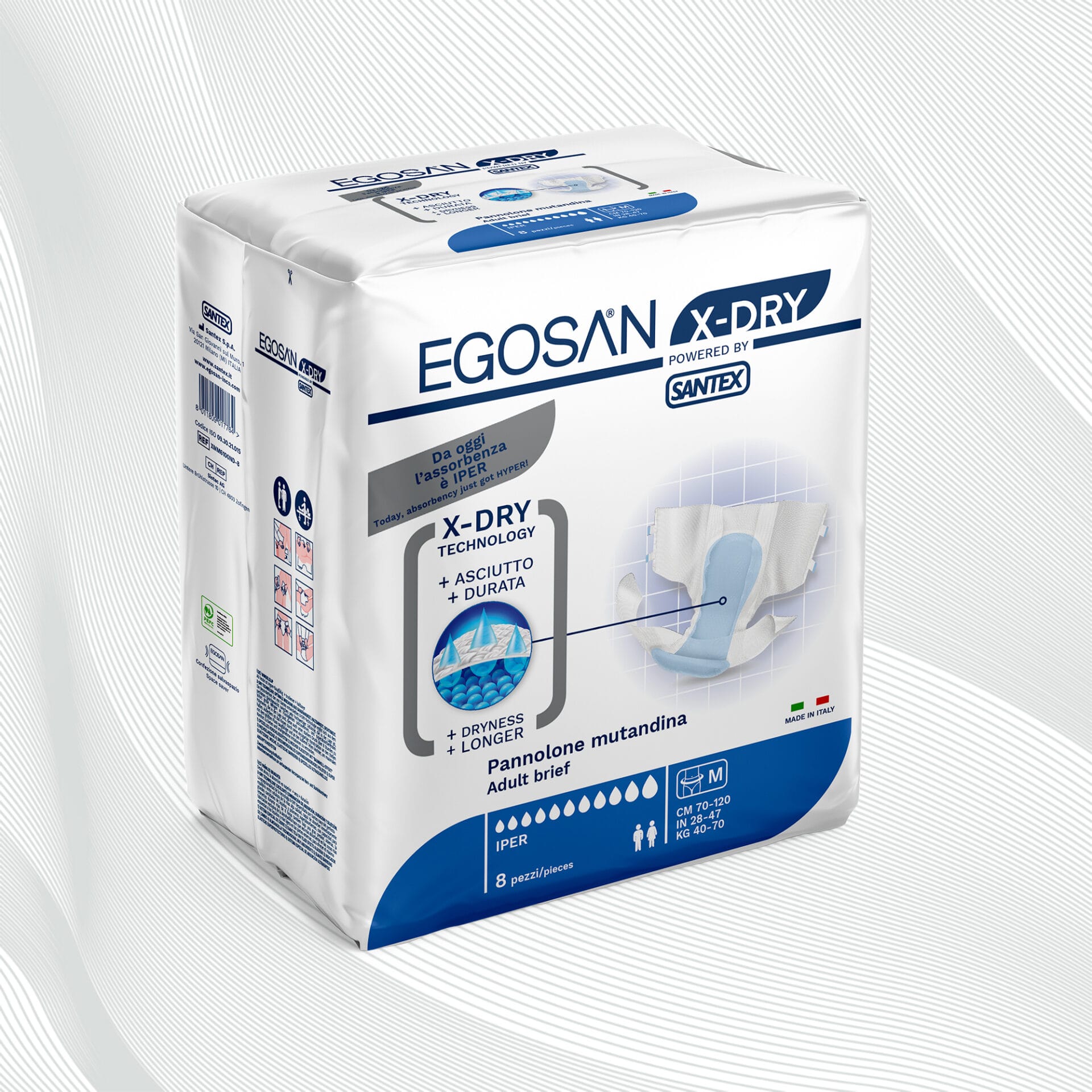 Egosan Pannoloni Mutandina X-Dry, incontinenza grave, gravissima, uomo e donna, notte, taglia M
