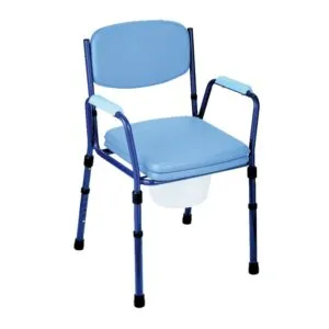 Comoda ad altezza regolabile, colore blu, gambe smontabili
